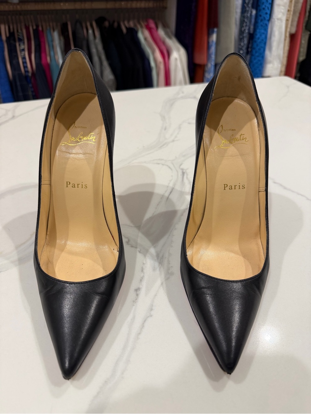 Christian Louboutin So Kate Pointed-Toe Leather Pumps Size 38